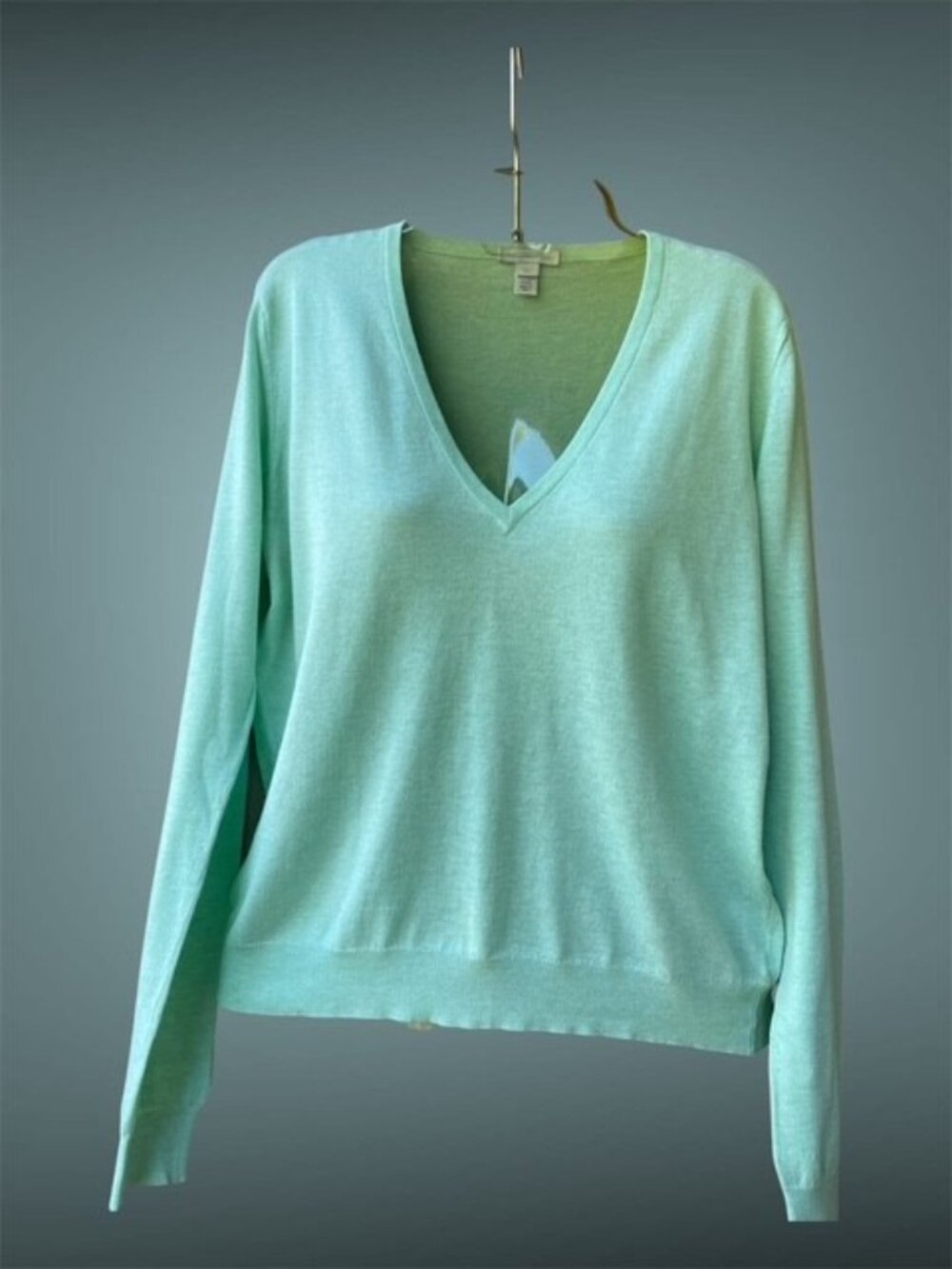 Ballantyne 100% Cotton Sweater V-Neck Mint Green Color